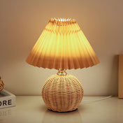 Nordic Rattan Table Lamp | LED Bedside Lamp | Modern Bedroom Light | Stylish Nightstand Fixture | USB Plug-in Lamp - Zardee-4