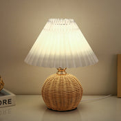 Nordic Rattan Table Lamp | LED Bedside Lamp | Modern Bedroom Light | Stylish Nightstand Fixture | USB Plug-in Lamp - Zardee-1