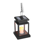 Solar Hanging Lantern With Glass Panels And LED Candle For Outdoor Decor Lighting On Patios And Gardens