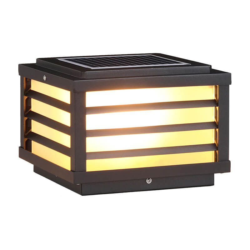 Lampe murale solaire extérieure noire, design carré pour montage sur clôture, pour murs et espaces de vie extérieurs