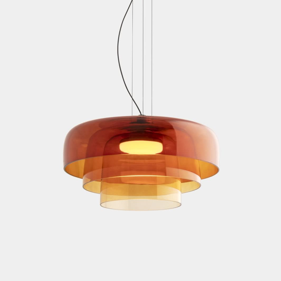 Aurora glasophængt lampe med unikt metal- og glasvedhængsdesign til moderne interiører