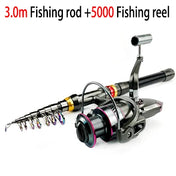 1.8-3.6m Carbon Fiber Fishing Rod And Reel Combo Super Hard Telescopic Fishing Pole Spinning Reel Kit Max Resistance 3-8kg Pesca 10