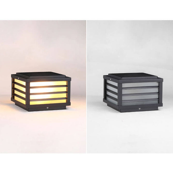 Lampe murale solaire extérieure noire, design carré pour montage sur clôture, pour murs et espaces de vie extérieurs