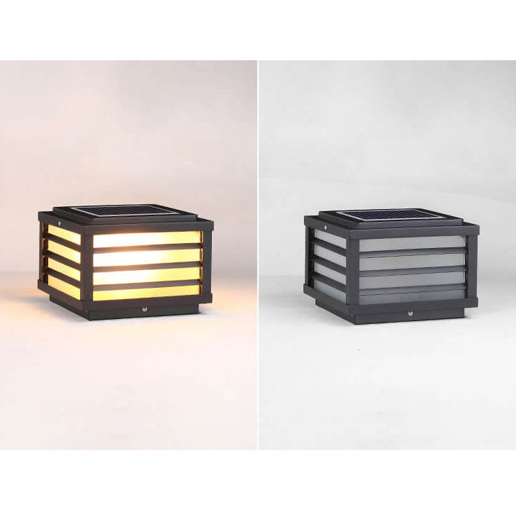 Lampe murale solaire extérieure noire, design carré pour montage sur clôture, pour murs et espaces de vie extérieurs