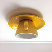 NovaCup Ceramic Coffee Cup Flush Mount Ceiling Light For Modern Living Spaces Available In Cheerful Colors