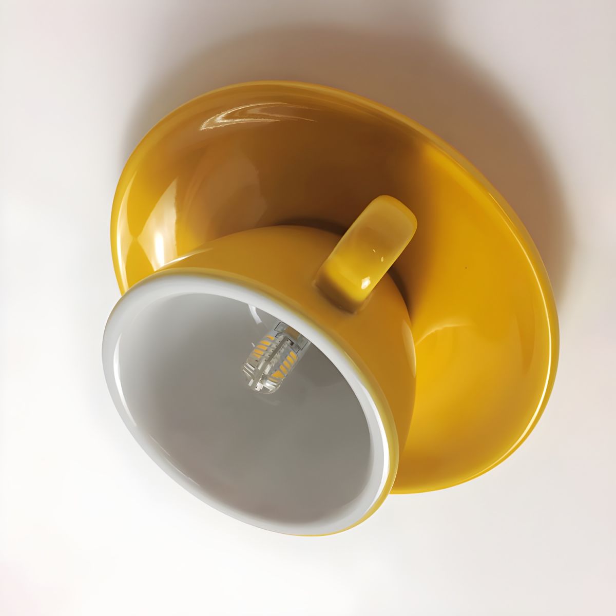 NovaCup Ceramic Coffee Cup Flush Mount Ceiling Light For Modern Living Spaces Available In Cheerful Colors