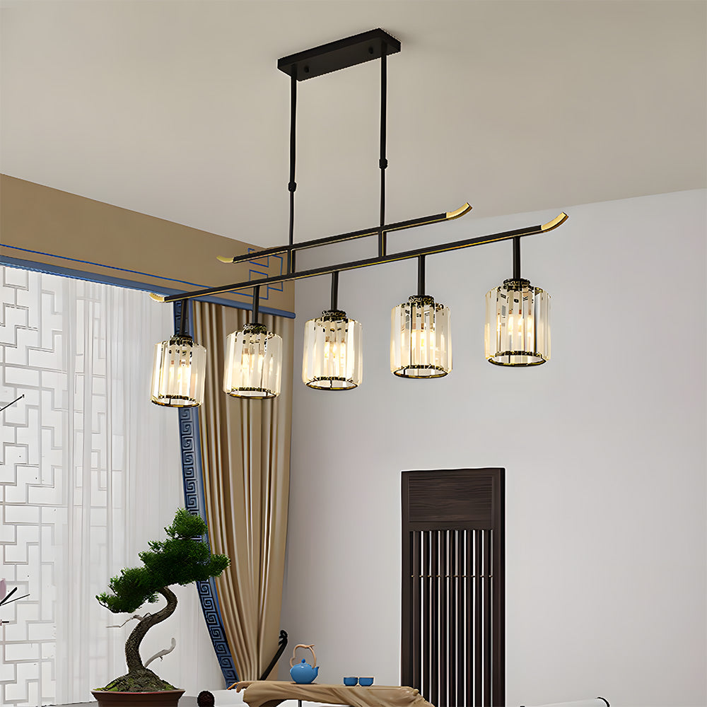 Kitchen Island Ceiling Light | Luxury Multi-Light Fixture | Elegant Indoor Light | Modern Dining Room Lighting | Iron and Crystal Design - Zardee 6