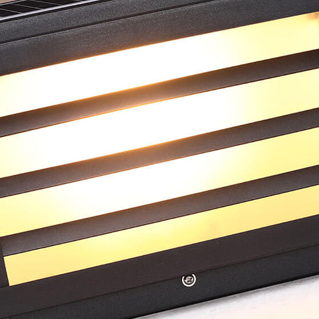 Lampe murale solaire extérieure noire, design carré pour montage sur clôture, pour murs et espaces de vie extérieurs