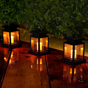 Solar Hanging Lantern With Glass Panels And LED Candle For Outdoor Decor Lighting On Patios And Gardens