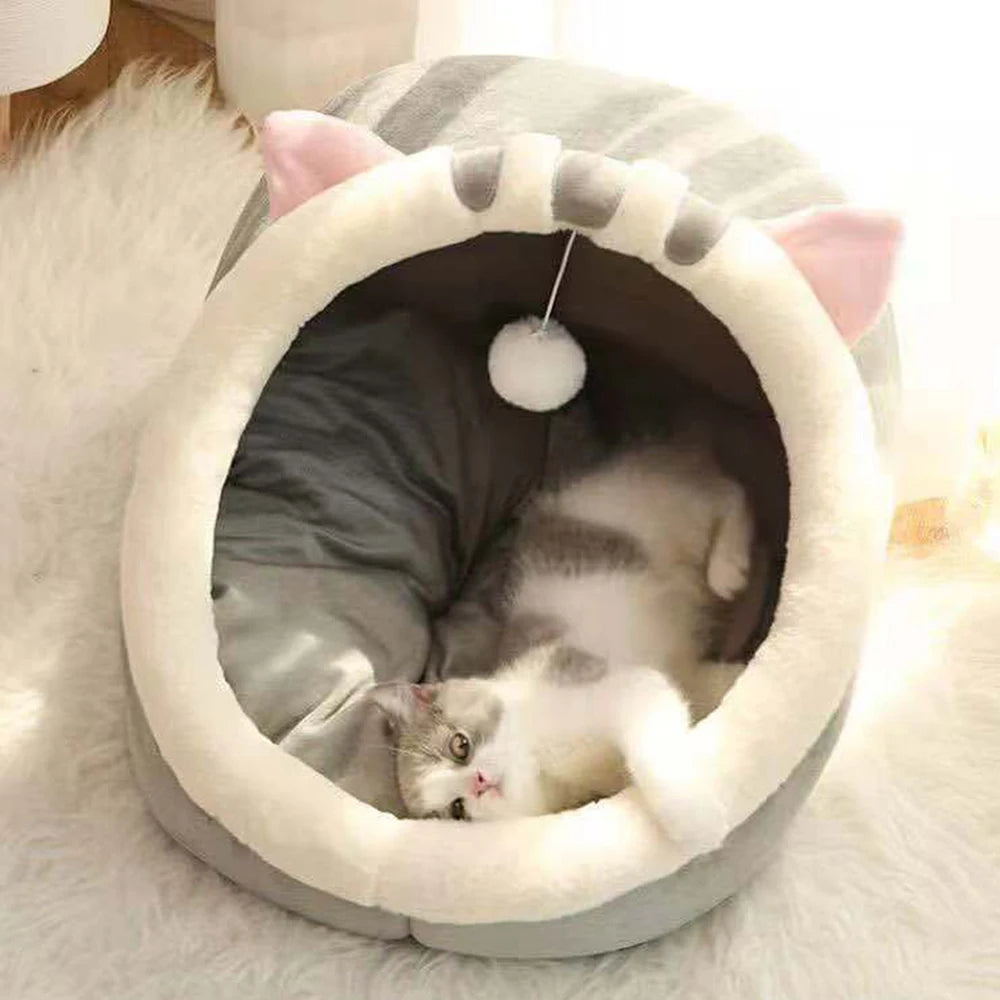 1PC Warm Winter Four Seasons Universal Semi-Closed Cute Comfortable Cat Nest Bed Warm Pet Nest 1