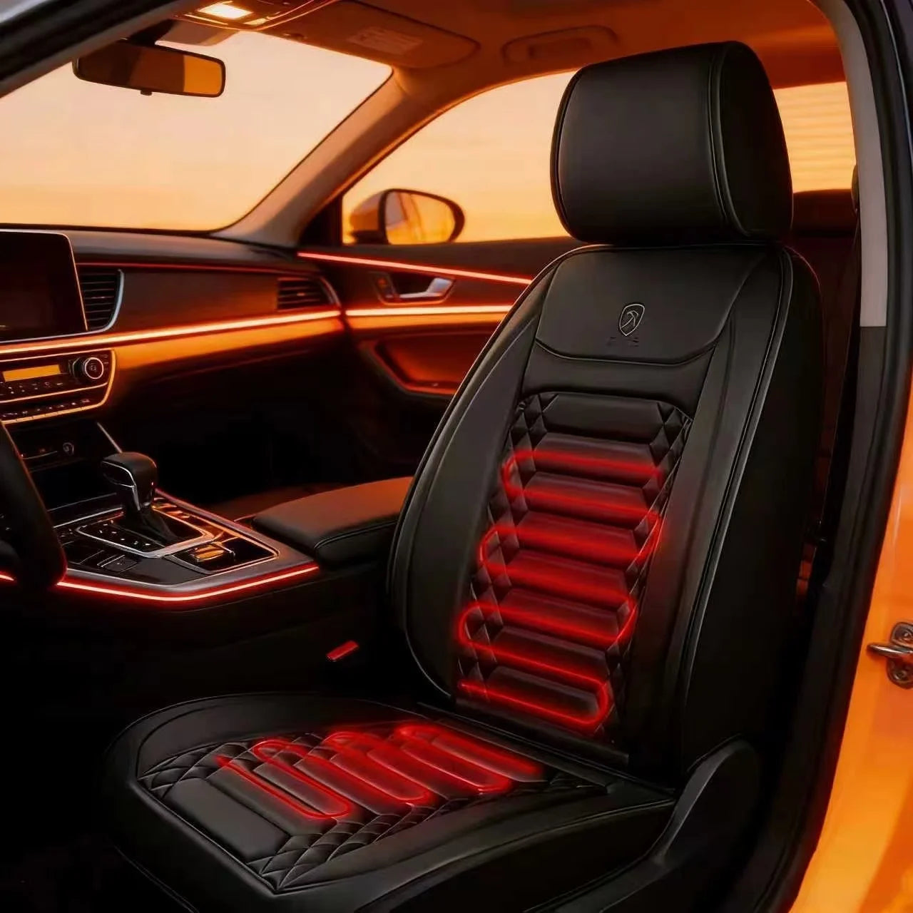 2pcs Winter Heated Car Seat Cover 12V Heating Warmer Car Seat Cushion Auto Universal Car Seat Protector Cloak Cover Pads Set 3