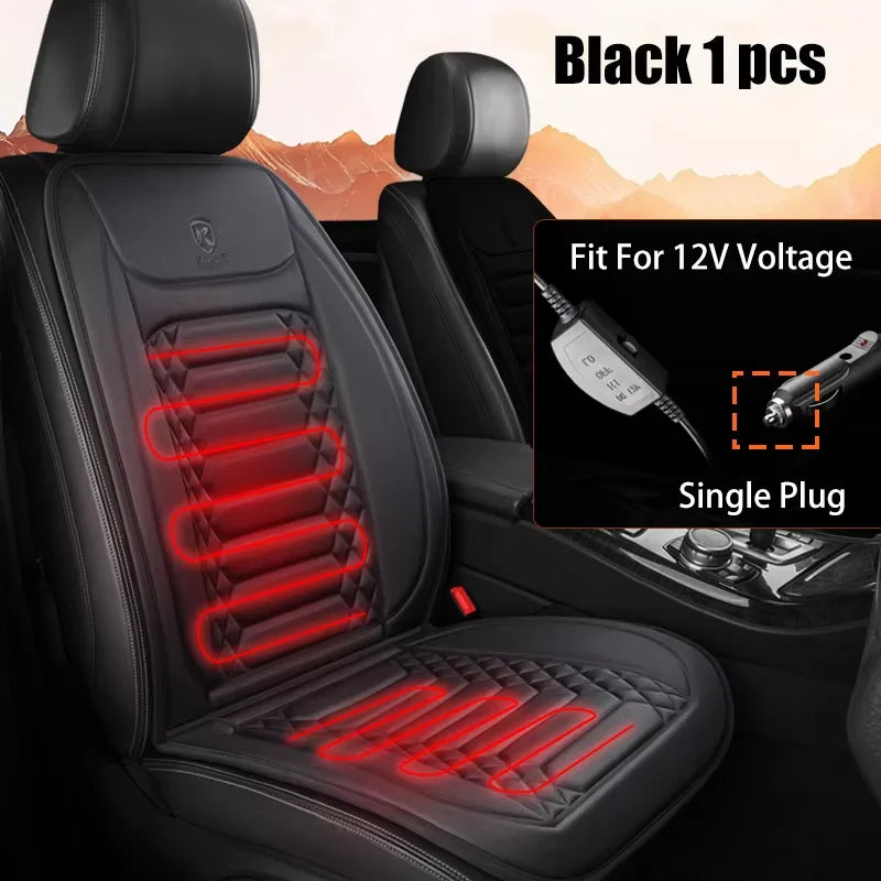 1/2pcs Winter Heated Car Seat Cover 12V Heating Warmer Car Seat Cushion Auto Universal Car Seat Protector Cloak Cover Pads Set 7
