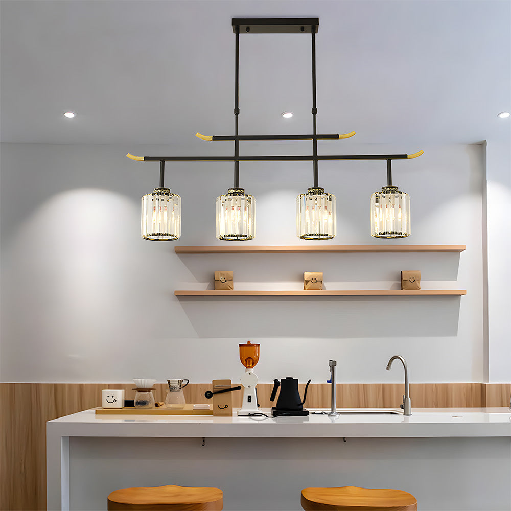 Kitchen Island Ceiling Light | Luxury Multi-Light Fixture | Elegant Indoor Light | Modern Dining Room Lighting | Iron and Crystal Design - Zardee 2