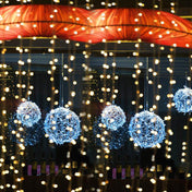 Hanging LED Sphere Lights With Metal Wire Ball Pattern For Outdoor Decor And Patio Ambience