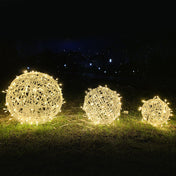 Hanging LED Sphere Lights With Metal Wire Ball Pattern For Outdoor Decor And Patio Ambience