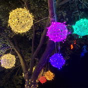 Hanging LED Sphere Lights With Metal Wire Ball Pattern For Outdoor Decor And Patio Ambience