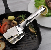 Pince spatule double face en acier inoxydable pour retourner, ramasser et cuisiner en cuisine