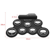 2022New Folding Silicone Hand Roll USB Electronic Drum Portable Practice Drums Pad Kit With Drumsticks Sustain Pedal 5