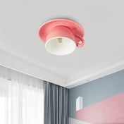 NovaCup Ceramic Coffee Cup Flush Mount Ceiling Light For Modern Living Spaces Available In Cheerful Colors