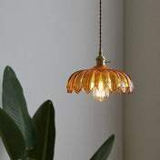 Vintage Floral Hanging Lamp | Glass Pendant Light Fixture | Kitchen Pendant Lighting | Elegant Hanging Lights | Copper Pendant Light - Zardee-6