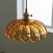 Vintage Floral Hanging Lamp | Glass Pendant Light Fixture | Kitchen Pendant Lighting | Elegant Hanging Lights | Copper Pendant Light - Zardee-4