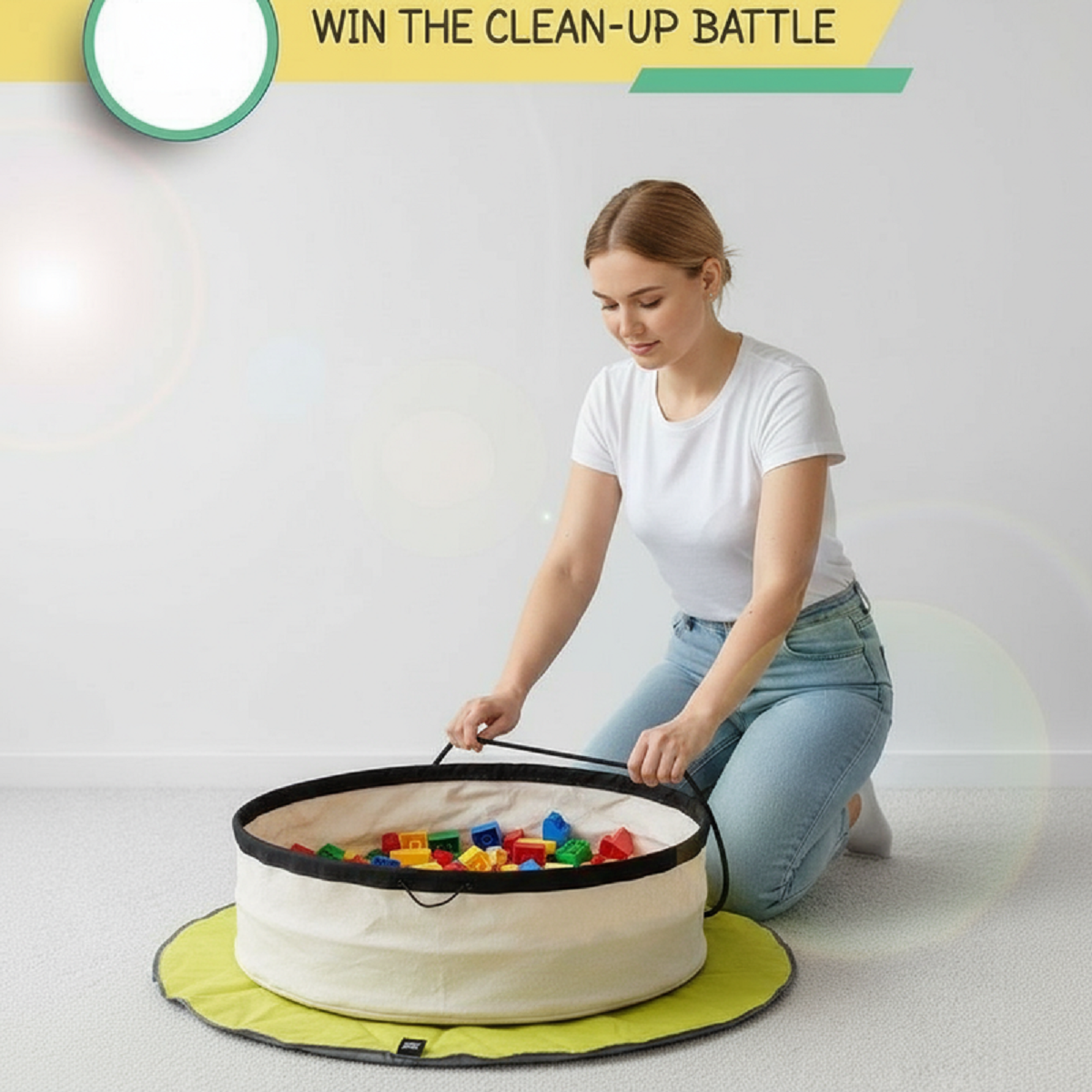 Sac de rangement deux-en-un pour jouets et tapis de jeu avec organiseur portable à cordon pour les jouets de vos enfants