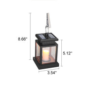 Solar Hanging Lantern With Glass Panels And LED Candle For Outdoor Decor Lighting On Patios And Gardens