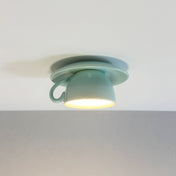 NovaCup Ceramic Coffee Cup Flush Mount Ceiling Light For Modern Living Spaces Available In Cheerful Colors