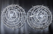 Hanging LED Sphere Lights With Metal Wire Ball Pattern For Outdoor Decor And Patio Ambience