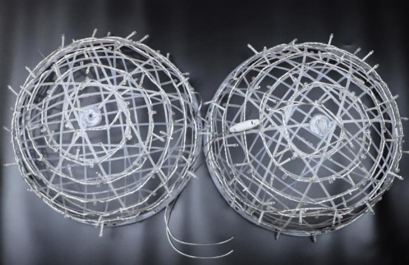 Hanging LED Sphere Lights With Metal Wire Ball Pattern For Outdoor Decor And Patio Ambience