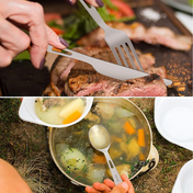 Set de couverts de camping légers en titane et coutellerie utilitaire pour la randonnée et les repas en plein air
