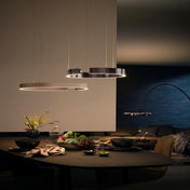 Lampada a sospensione LED circolare per soggiorno moderno con design ad anello minimalista per interni domestici contemporanei