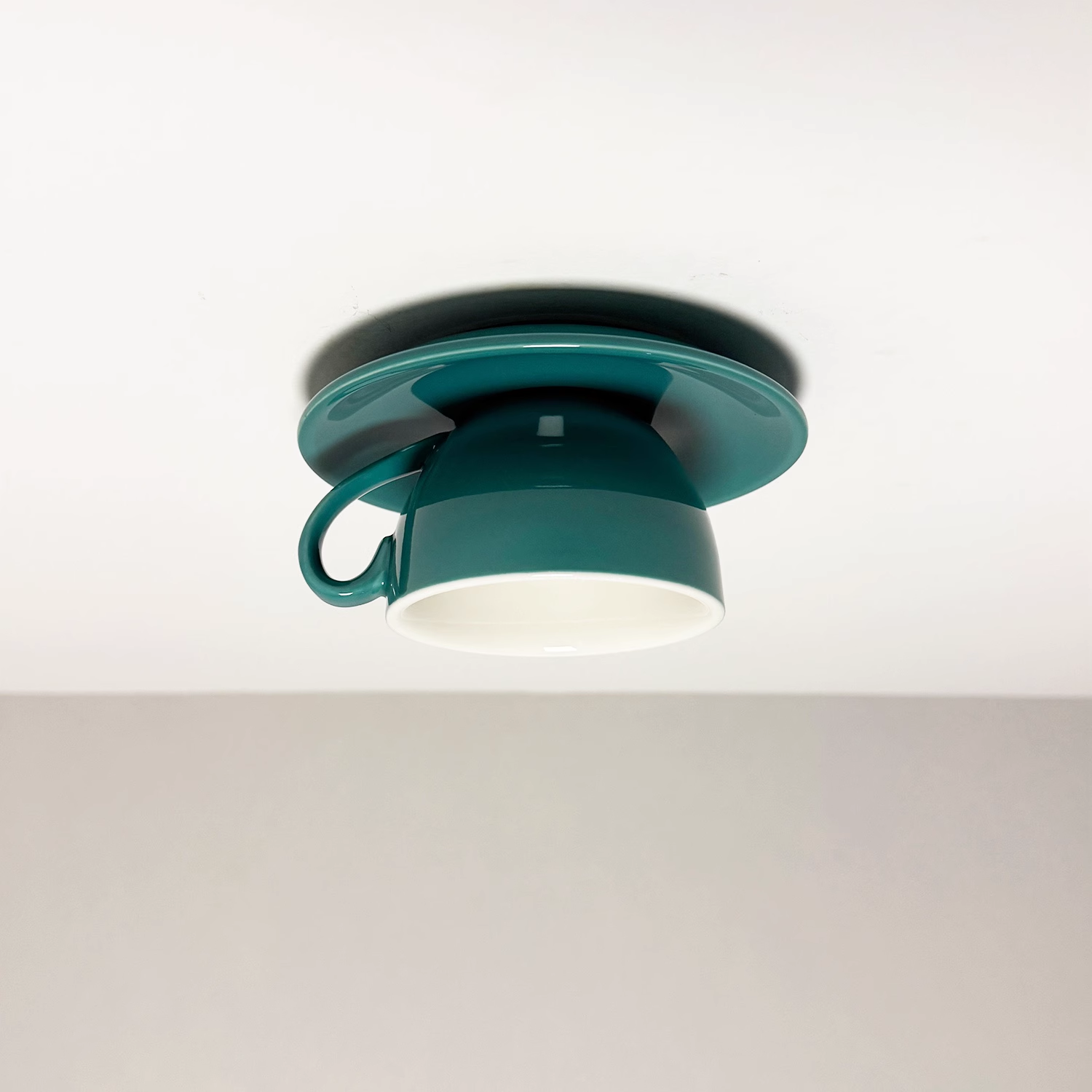 NovaCup Ceramic Coffee Cup Flush Mount Ceiling Light For Modern Living Spaces Available In Cheerful Colors