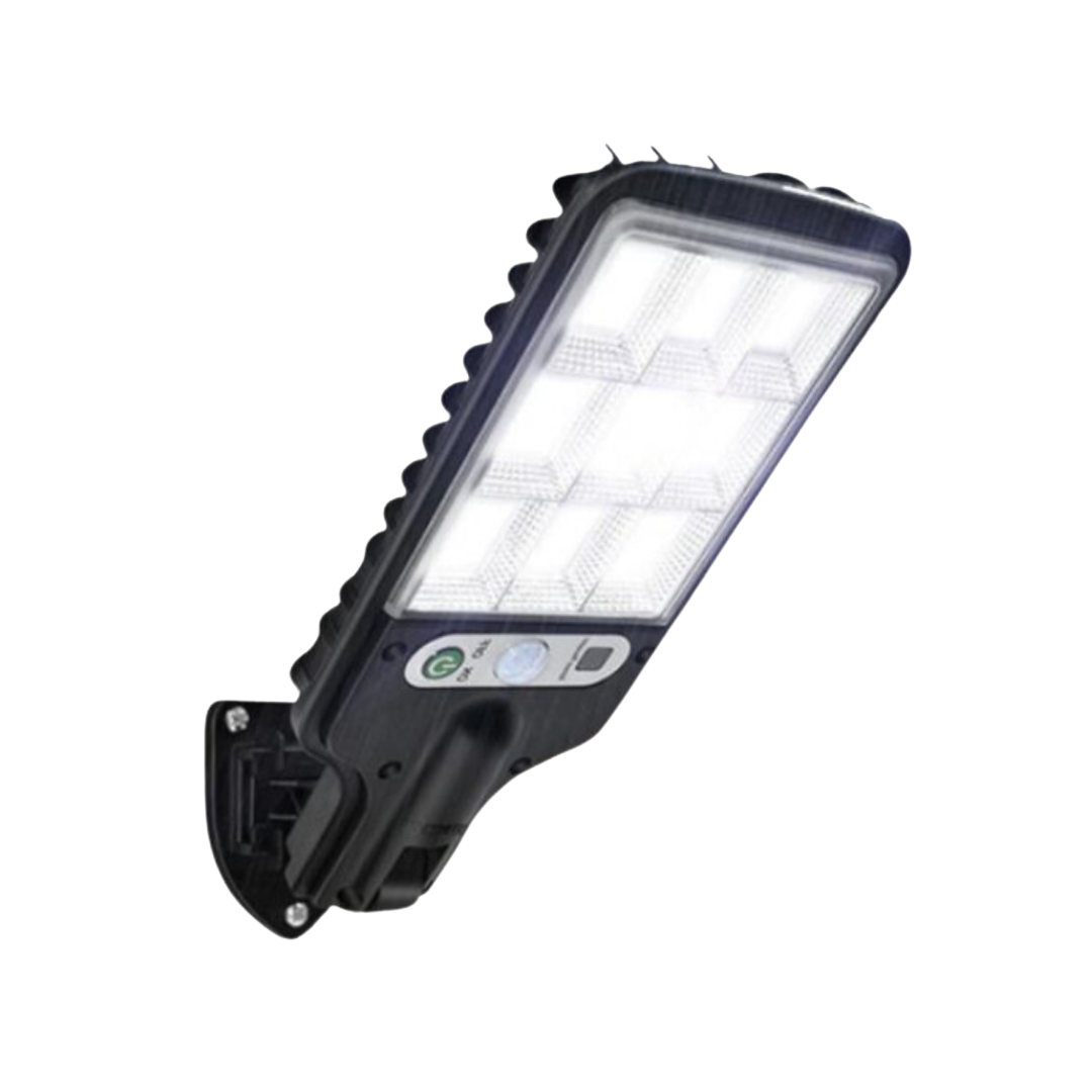 Solcellsdriven väggmonterad LED-lampa med sensor och fjärrkontroll för utomhusväggar och gångvägar
