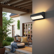 Black Outdoor Wall Light With Rectangular LED Panel For Exterior Wall Lighting Applications