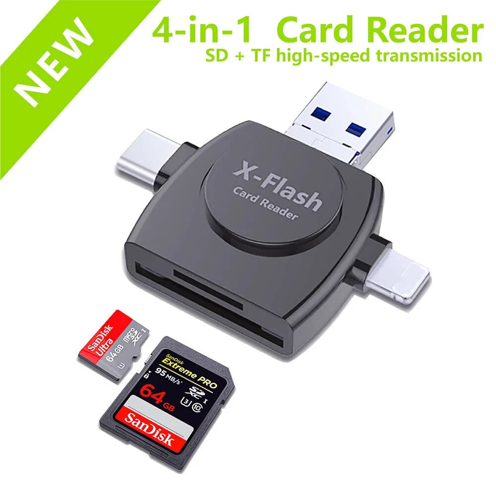 4-in-1 Card Reader for iPhone and Other Devices | Fast Photo and Video Transfer 0