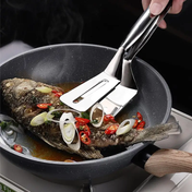 Pince spatule double face en acier inoxydable pour retourner, ramasser et cuisiner en cuisine