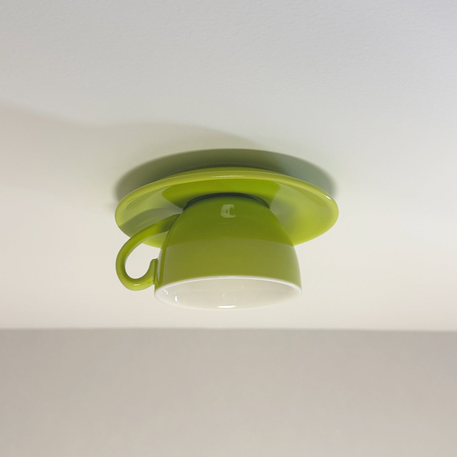 NovaCup Ceramic Coffee Cup Flush Mount Ceiling Light For Modern Living Spaces Available In Cheerful Colors