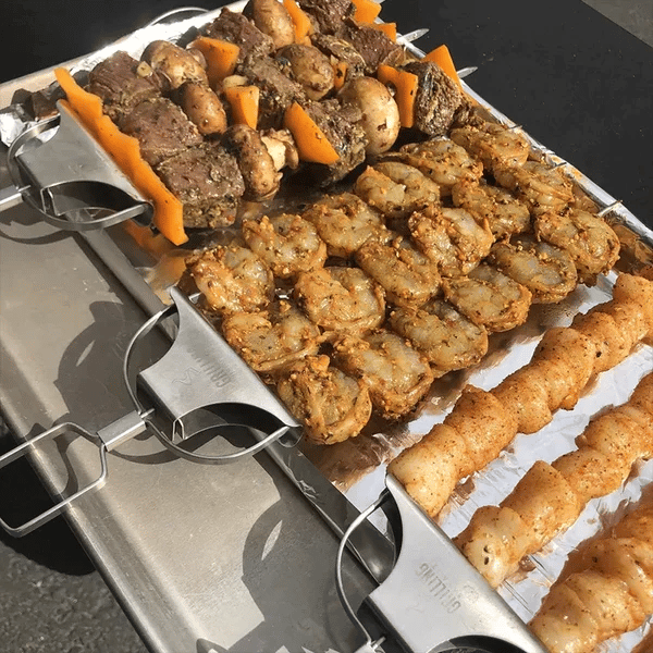 Háromágú rozsdamentes acél BBQ grillnyársak kebab és shish kabob sütéséhez, barbecue kiegészítők