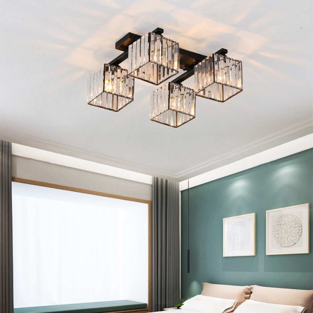 Crystal Ceiling Light Fixture | Elegant Gold Light Fixture | Luxury Bedroom Ceiling Light | Modern Chandelier | Sophisticated Home Decor - Zardee 5