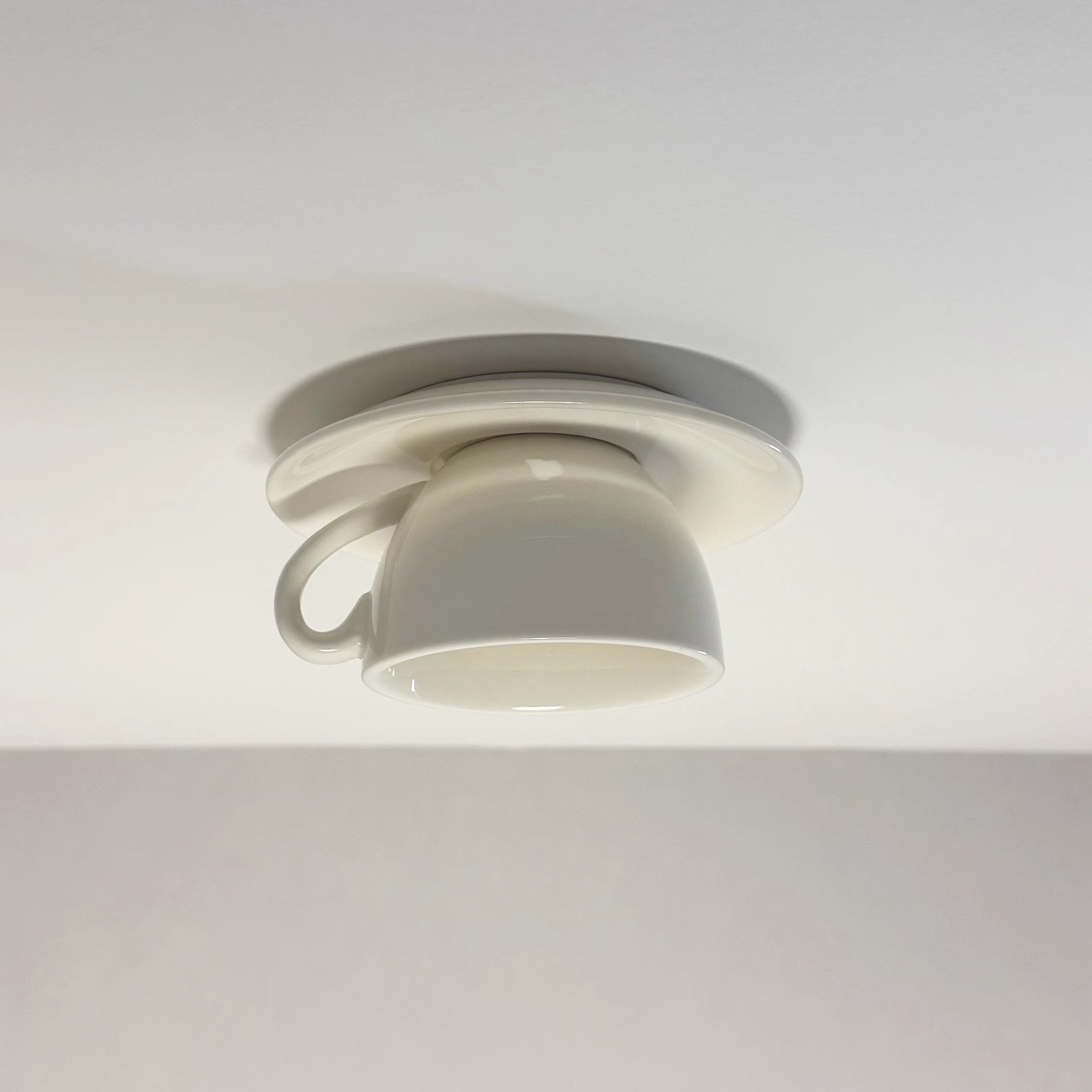 NovaCup Ceramic Coffee Cup Flush Mount Ceiling Light For Modern Living Spaces Available In Cheerful Colors
