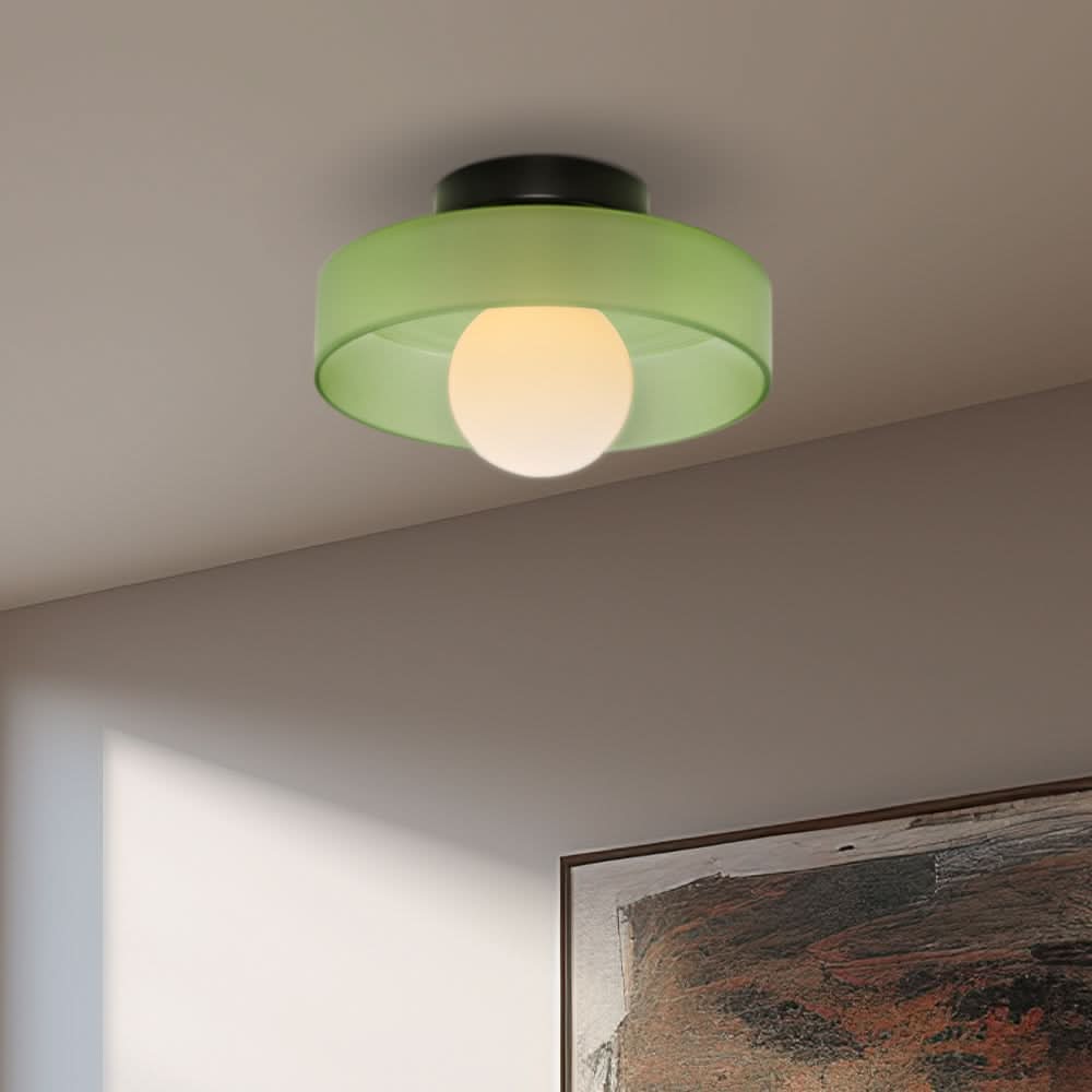 Moderne rund loftslampe med elegant glasdesign til moderne stuer, køkkener og gange