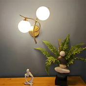 Lámpara de pared LED de vidrio y cobre con luz blanca cálida para salas, pasillos y dormitorios