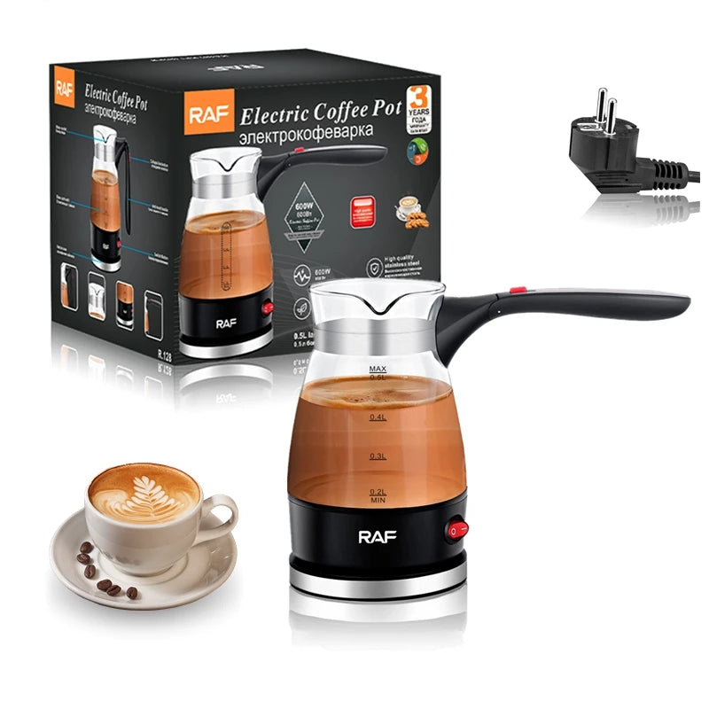 600W Electric Coffee Maker Turkey Coffee Pot Glass Italian Mocha Pot Greek Turkish Coffee Machine Easy for Household Office Gift 0