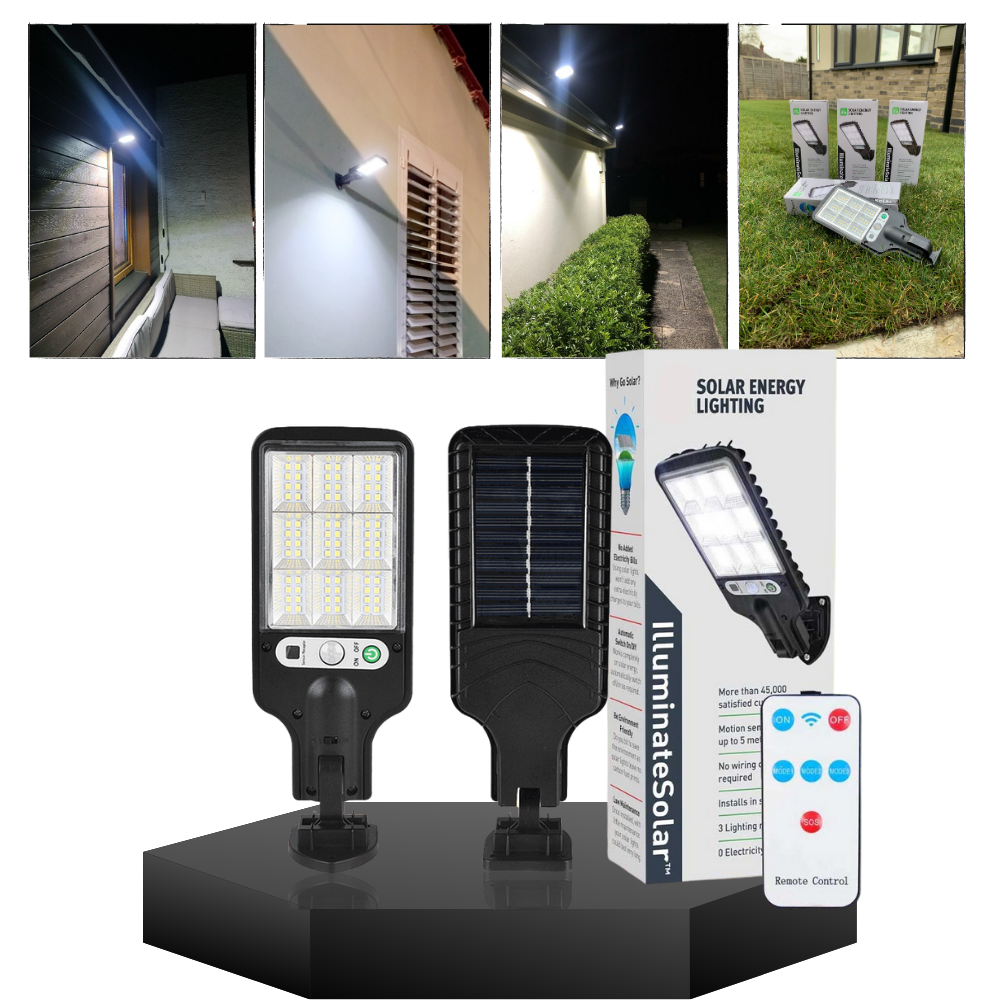 Solcellsdriven väggmonterad LED-lampa med sensor och fjärrkontroll för utomhusväggar och gångvägar