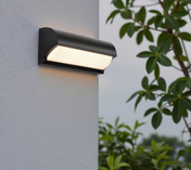 Black Outdoor Wall Light With Rectangular LED Panel For Exterior Wall Lighting Applications