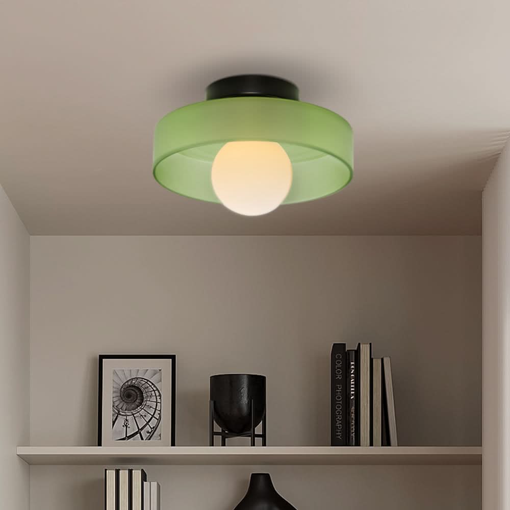 Moderne rund loftslampe med elegant glasdesign til moderne stuer, køkkener og gange