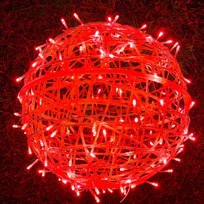 Hanging LED Sphere Lights With Metal Wire Ball Pattern For Outdoor Decor And Patio Ambience