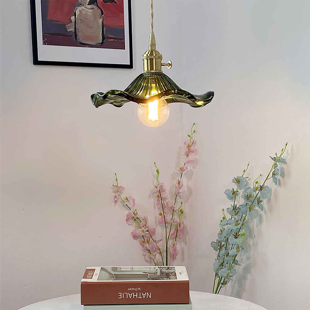 Hibiscus Flower Pendant Light | Elegant Glass Pendant Lighting | Adjustable Hanging Light | Modern Ceiling Fixture | Stylish Home Decor - Zardee-5