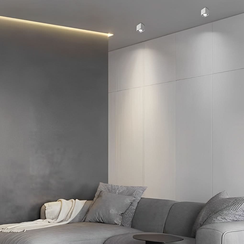 Firkantet justerbar loftslampe med dæmpbar LED-lys, moderne loftsarmatur med bevægeligt hoved
